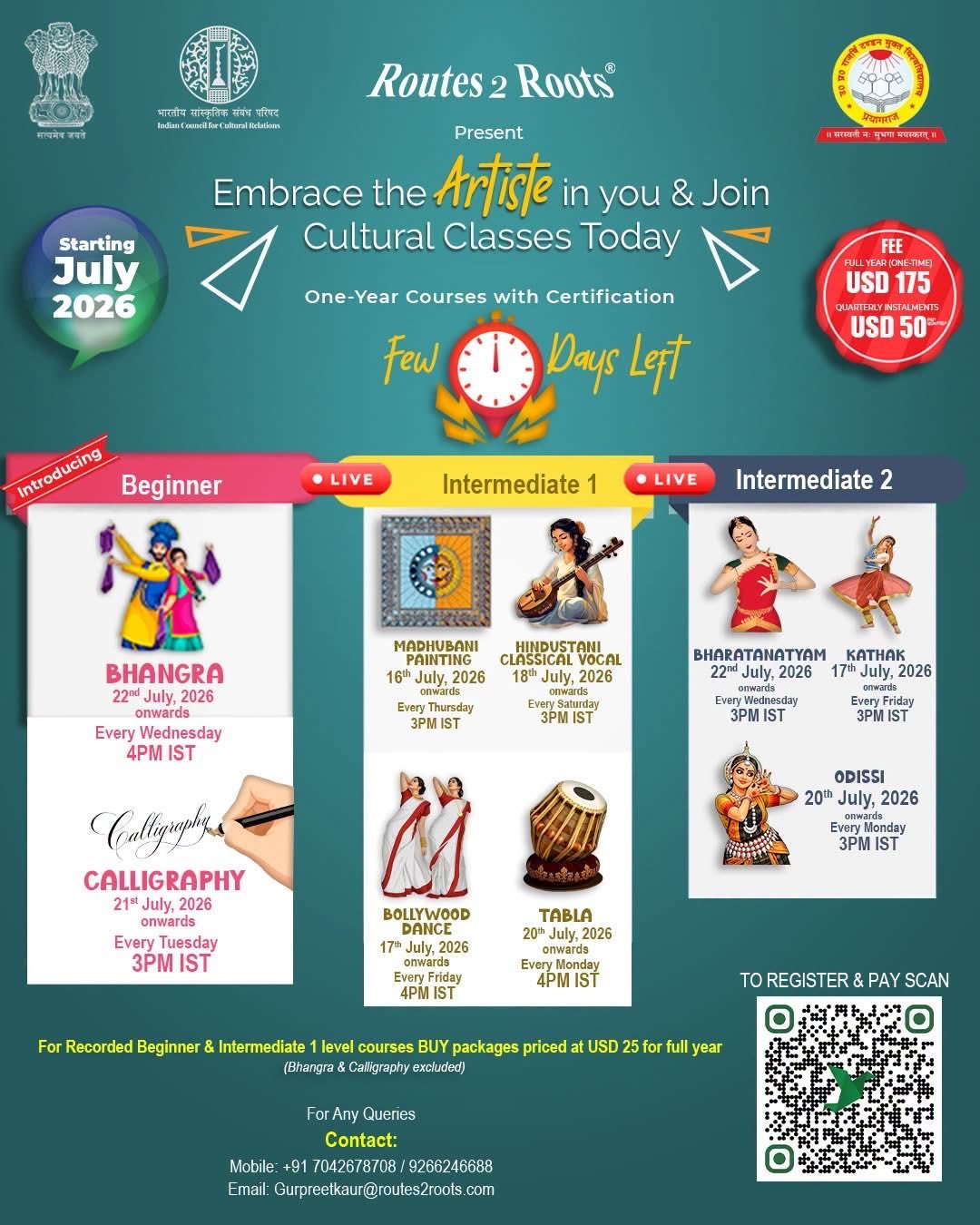 Routes 2 Roots Launches One-Year Certified Cultural Courses to Promote Indian Arts and Heritage